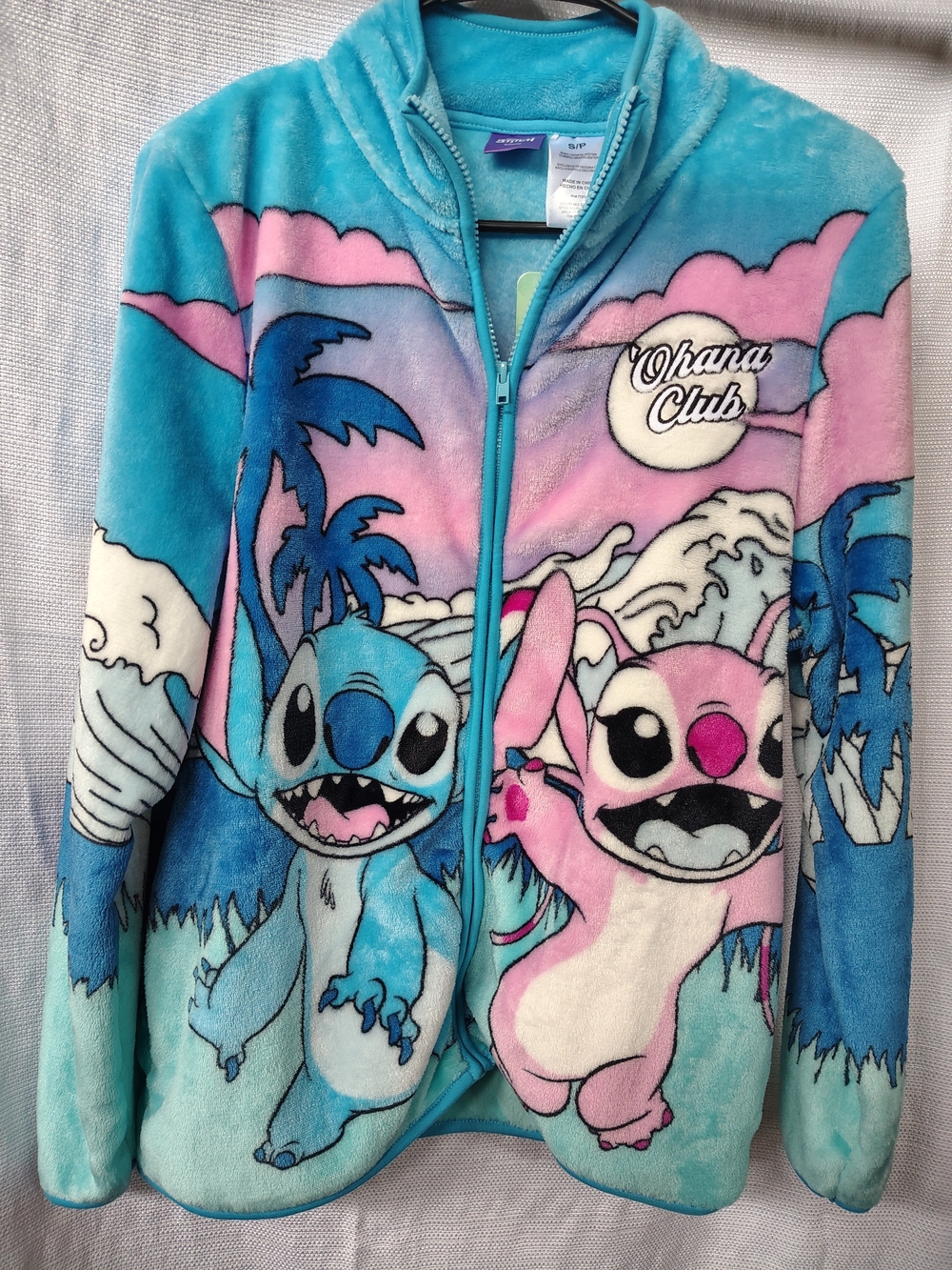 NWT Disney Stitch Plush Jacket - Aqua Blue Ohana Club Size Small